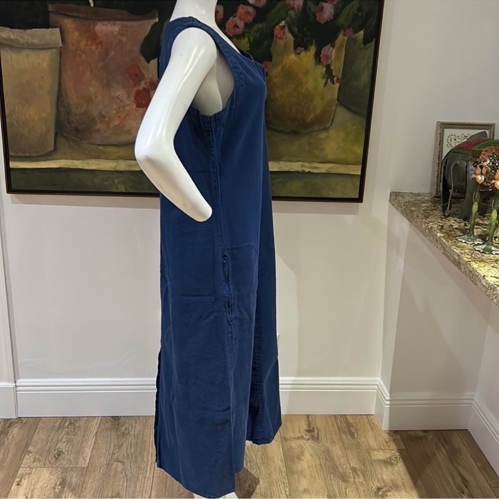 ROYAL ROBBINS 100% Cotton Maxi Dress Sleeveless Size Medium in Navy Blue - Picture 3 of 4